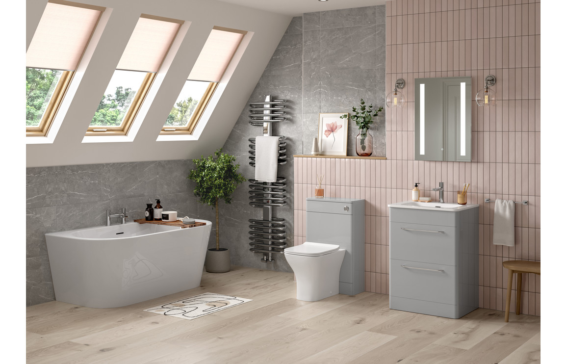 Kasai 594mm 2 Drawer Floor Unit (exc. Basin) - Grey Gloss
