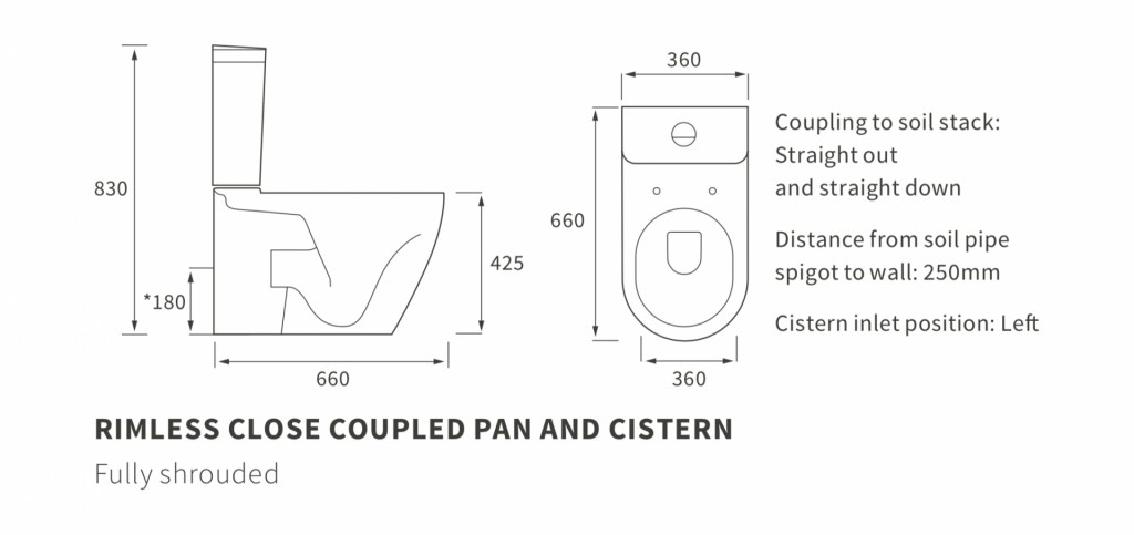 DIPTP0154Rimless Close Coupled Pan And Cistern Fully Shrouded