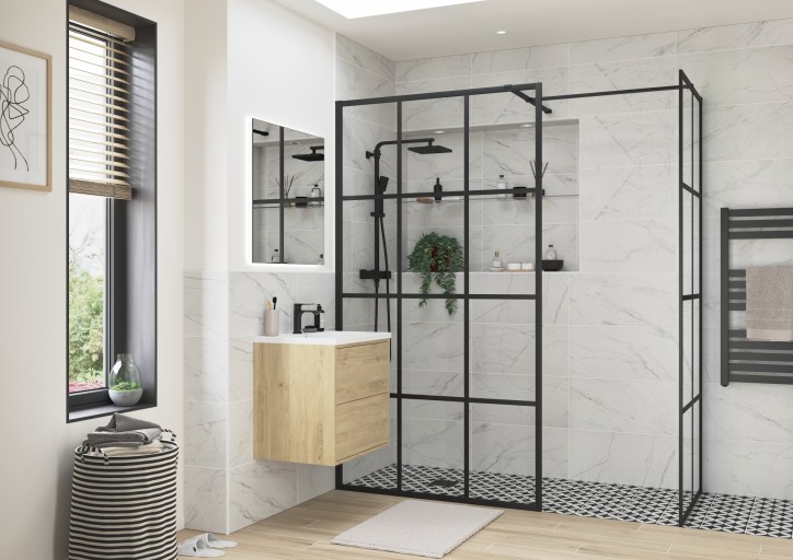 DEWP7610RefleXion Iconix Wetroom Framed Panel With Side Panel