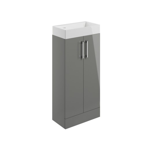 DIFTP1520Volta Grey Gloss 400mm Floor Standing Vanity Unit Inc  Basin